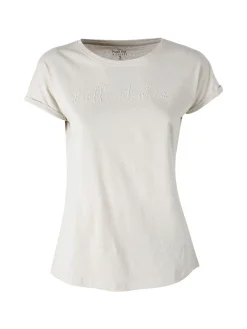 The People Rep T-shirt girocollo da donna in cotone con perline - beige