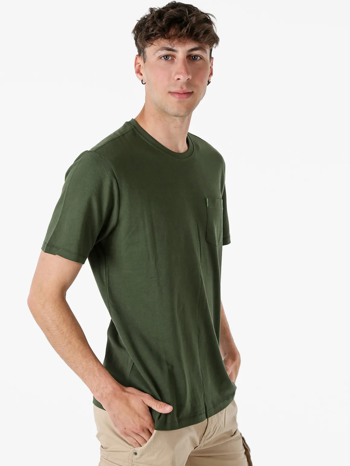 The People Rep T-shirt in cotone da uomo con taschino frontale - militare
