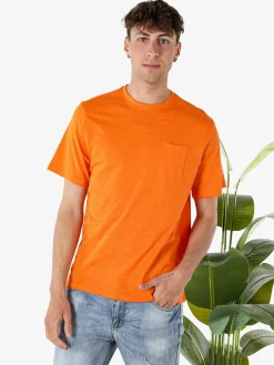 The People Rep T-shirt in cotone da uomo con taschino - arancione