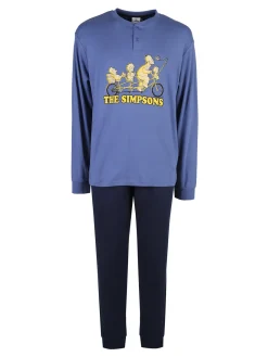 The Simpsons Pigiama lungo da uomo in cotone interlock con stampe - avion