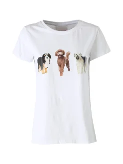 Timiami Collection T-shirt donna in cotone con stampa cani - bianco