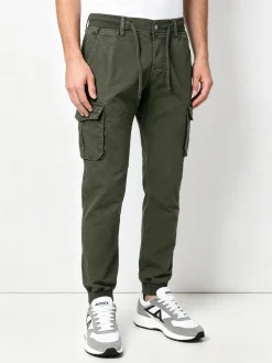 Tmk Pantaloni cargo da uomo in cotone con polsini - militare
