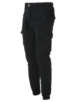 Tmk Pantaloni cargo da uomo in cotone con polsini - nero
