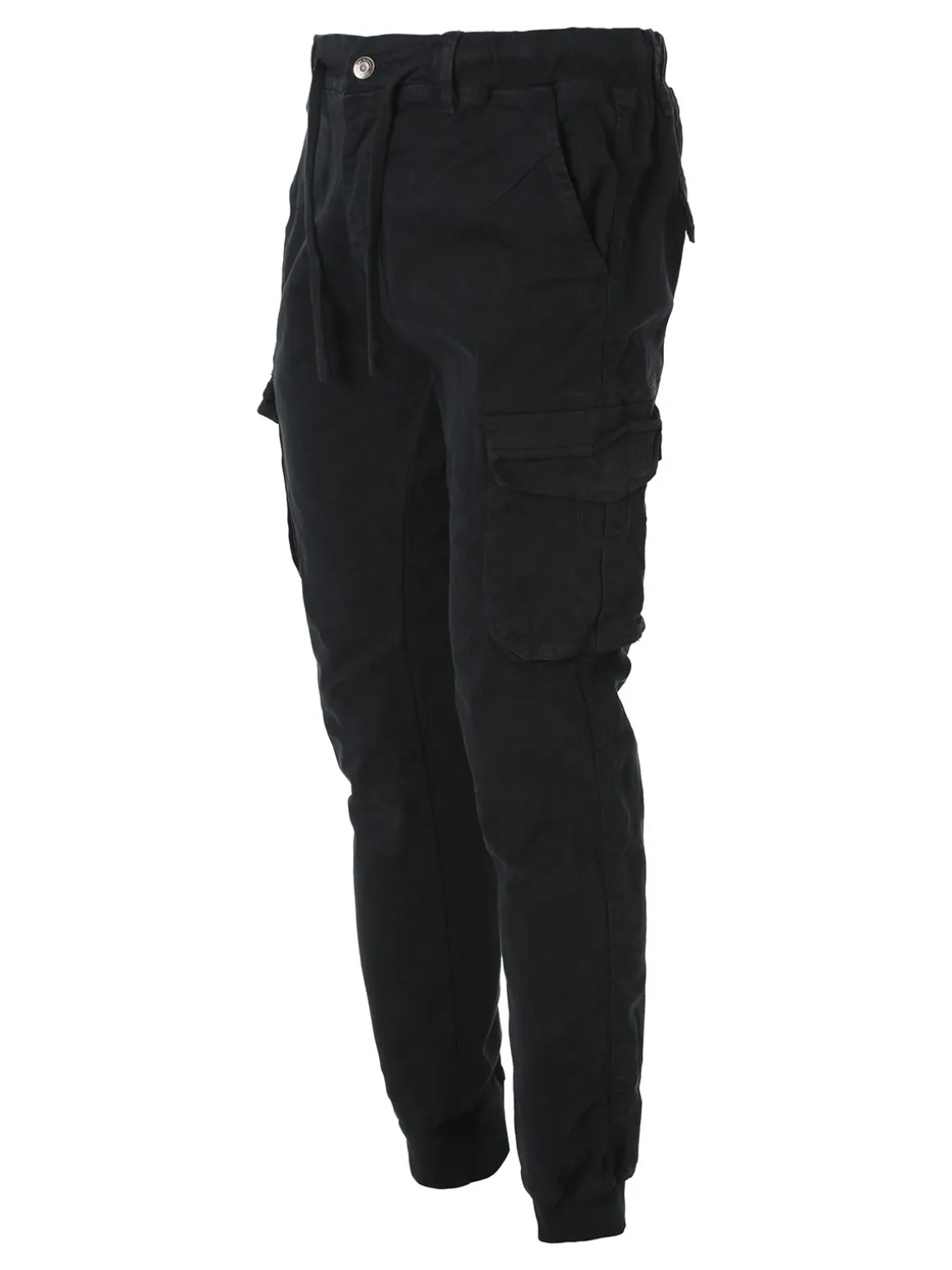 Tmk Pantaloni cargo da uomo in cotone con polsini - nero