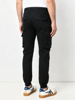 Tmk Pantaloni cargo da uomo in cotone con polsini - nero