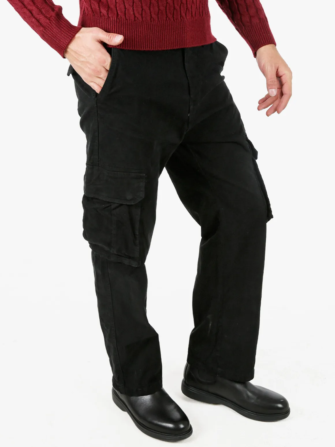 Tony Backer Pantaloni cargo da uomo a gamba dritta - nero