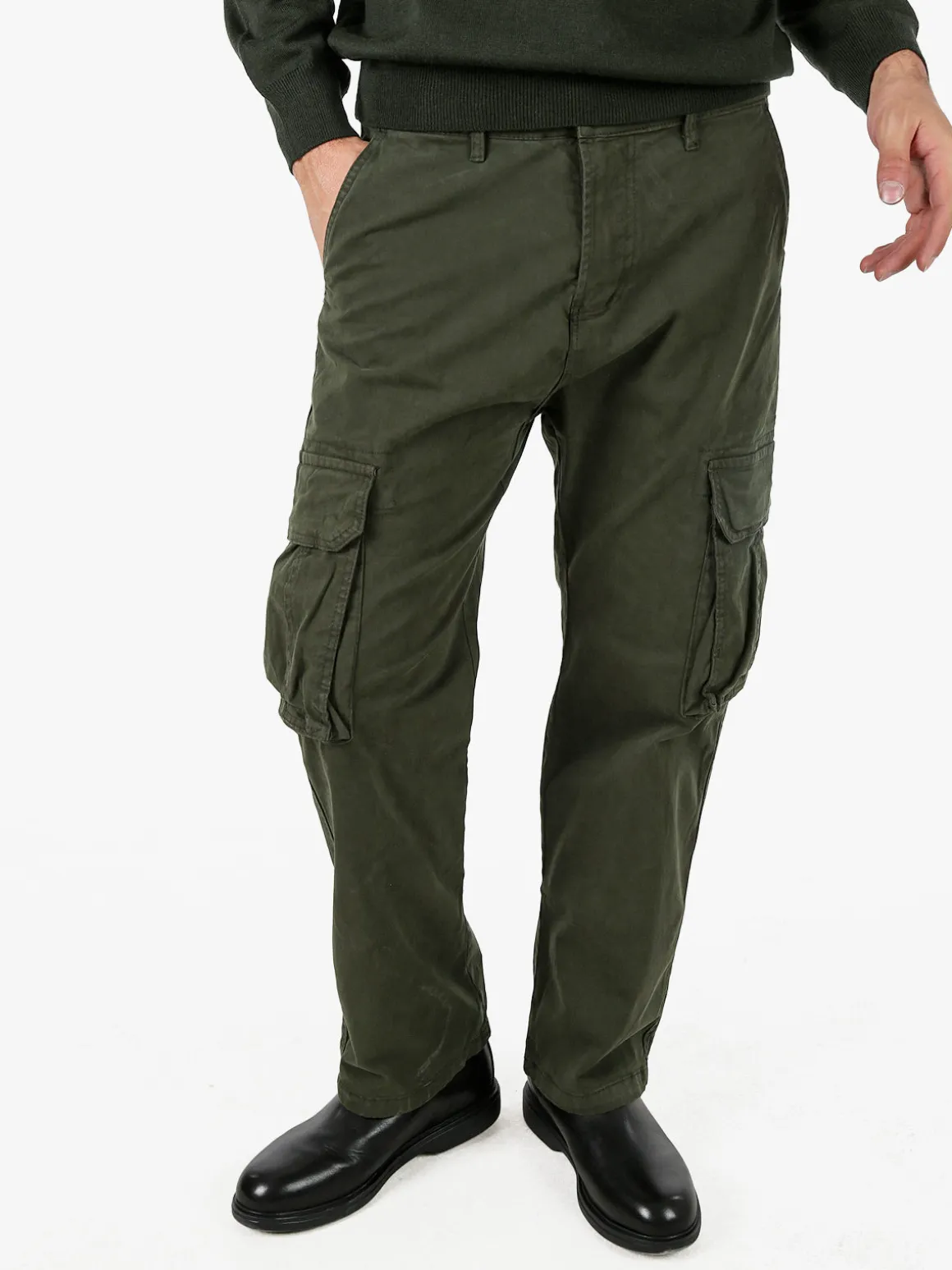 Tony Backer Pantaloni cargo da uomo a gamba dritta - militare