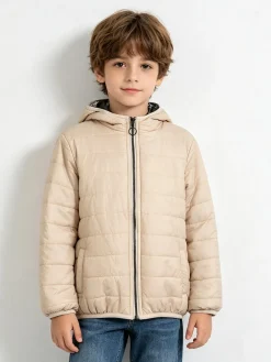 Top Style Giubbino 100 grammi da bambino reversibile con cappuccio e zip - beige