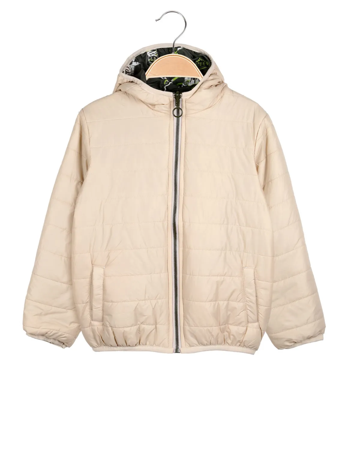 Top Style Giubbino 100 grammi da bambino reversibile con cappuccio e zip - beige