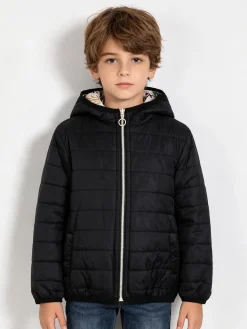 Top Style Giubbino 100 grammi da bambino reversibile con cappuccio e zip - nero