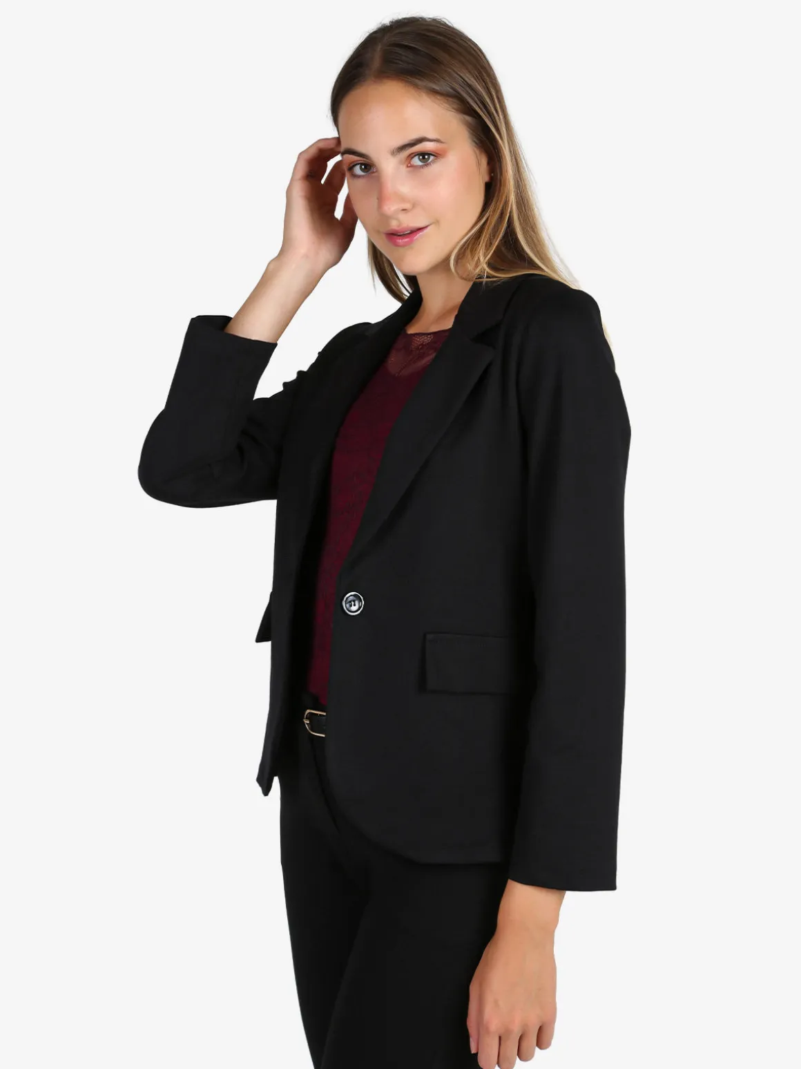 Top Trendy Blazer donna mono bottone - nero