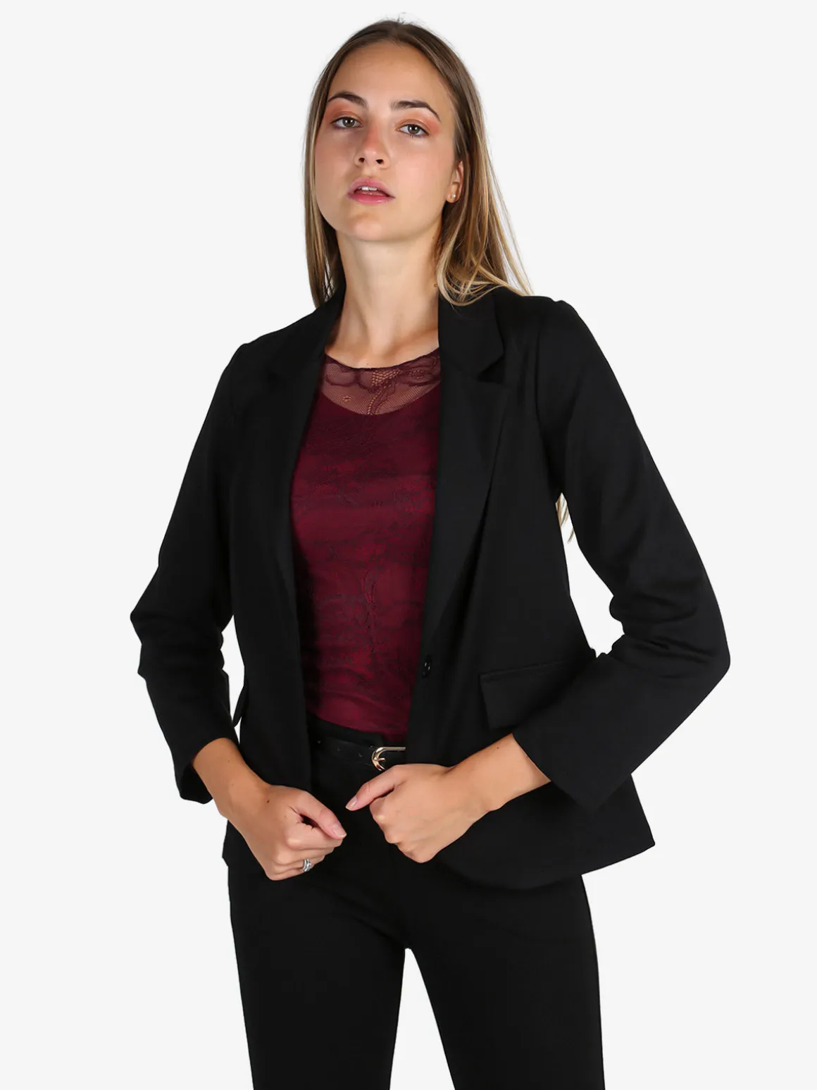 Top Trendy Blazer donna mono bottone - nero