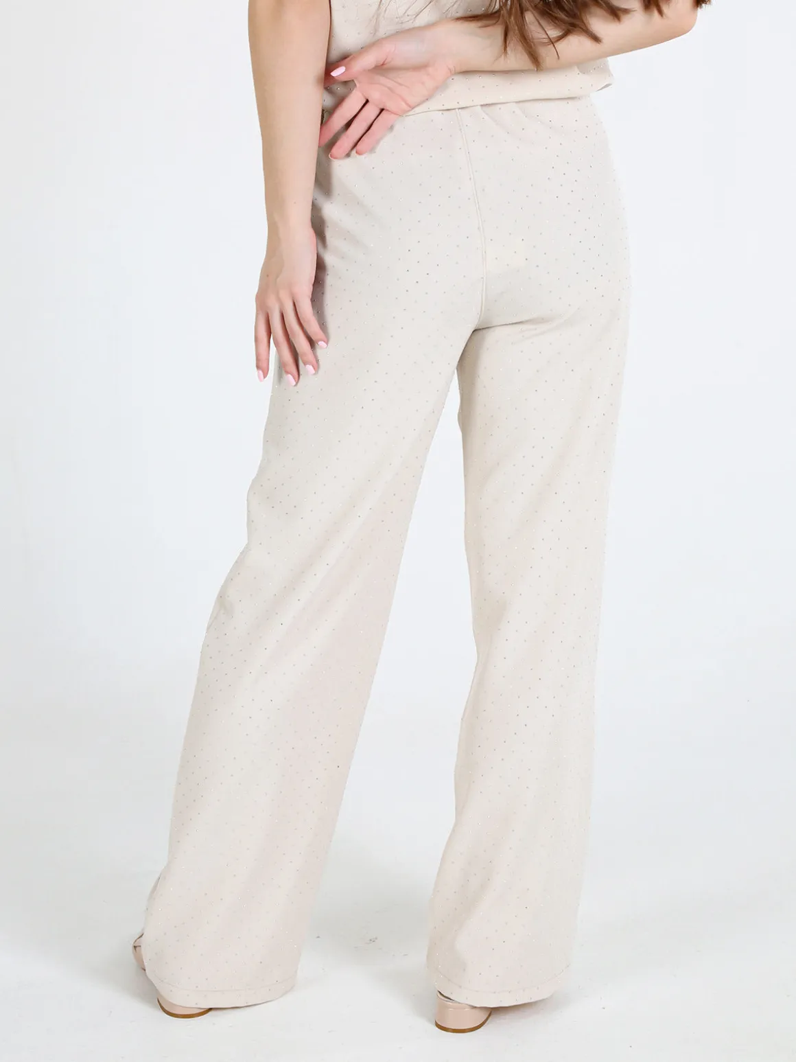 Top Trendy Pantaloni donna a gamba larga con strass