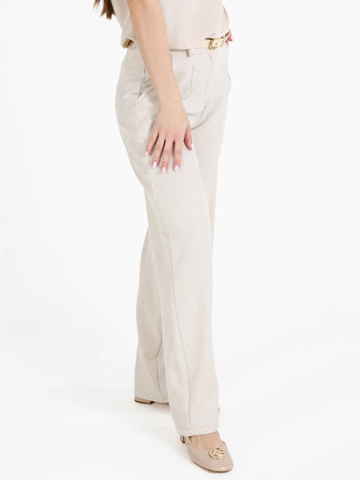 Top Trendy Pantaloni donna a gamba larga con strass