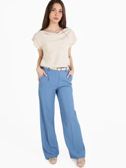 Top Trendy Pantaloni donna a gamba larga con strass