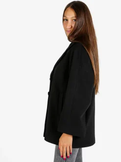 Trasparenze Cappotto corto da donna a doppiopetto con bottoni - nero