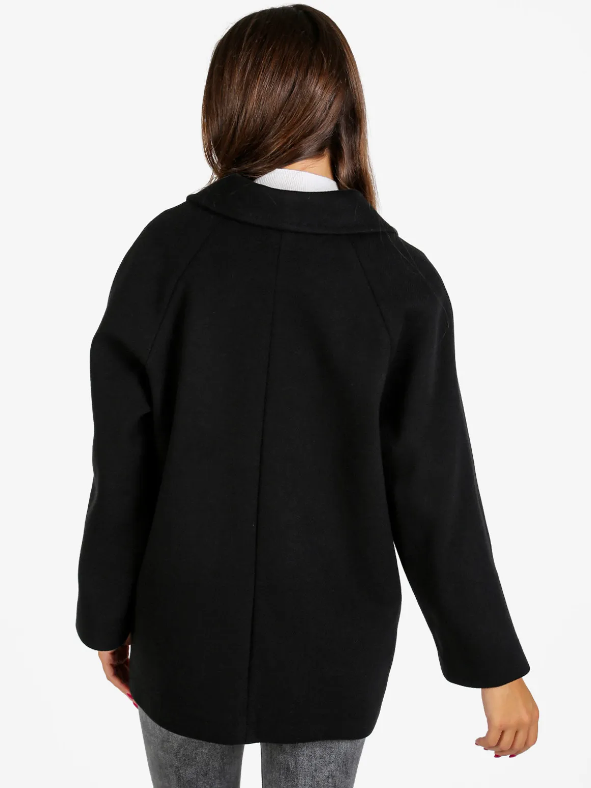 Trasparenze Cappotto corto da donna a doppiopetto con bottoni - nero