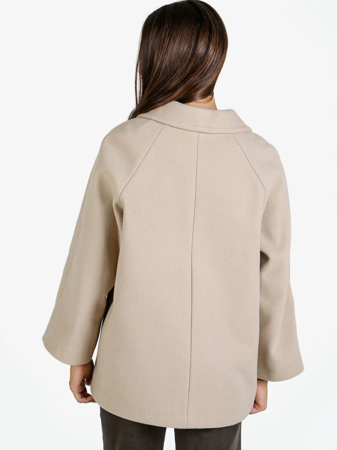 Trasparenze Cappotto corto da donna a doppiopetto con bottoni - beige