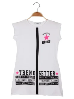Trend 24 Vestito a maniche corte con stampa scritte