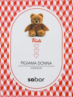 Trudi Pigiama donna a maniche corte con pinocchietto in cotone - bianco