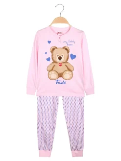 Trudi Pigiama lungo da bambina in cotone - rosa
