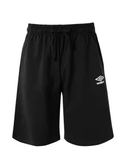 Umbro Bermuda sportivi da uomo in felpa di cotone con coulisse e logo - nero