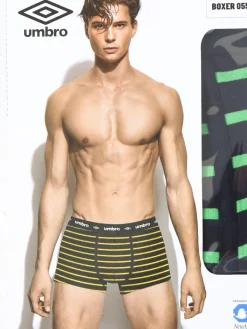 Umbro Boxer da uomo rigati in cotone elasticizzato - verde