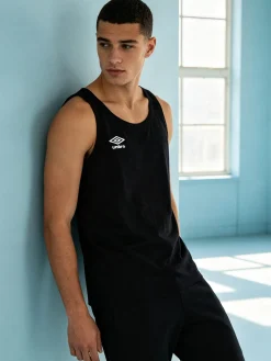 Umbro Canotta girocollo da uomo in cotone con logo - nero