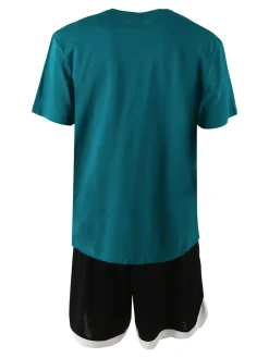 Umbro Completo corto da uomo con logo t-shirt in cotone e bermuda sportivi - verde