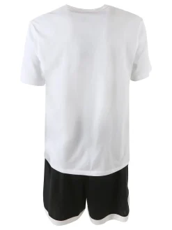 Umbro Completo corto da uomo con logo t-shirt in cotone e bermuda sportivi - bianco