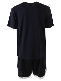 Umbro Completo corto da uomo con logo t-shirt in cotone e bermuda sportivi - blu scuro