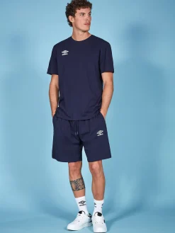 Umbro Completo corto da uomo 2 pezzi in cotone con logo - blu scuro