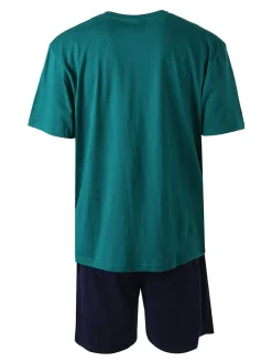 Umbro Completo corto da uomo sportivo in cotone con t-shirt e bermuda - verde