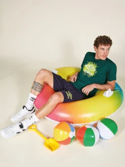 Umbro Completo corto da uomo sportivo in cotone con t-shirt e bermuda - verde