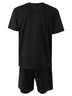Umbro Completo corto da uomo sportivo in cotone con t-shirt e bermuda - nero