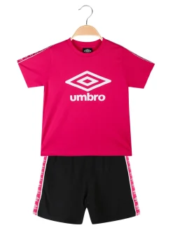 Umbro Completo corto 2 pezzi in cotone da ragazza con t-shirt e shorts