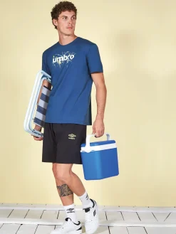Umbro Completo corto sportivo da uomo in cotone con t-shirt e bermuda - blu