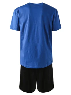 Umbro Completo corto sportivo da uomo in cotone con t-shirt e bermuda - blu