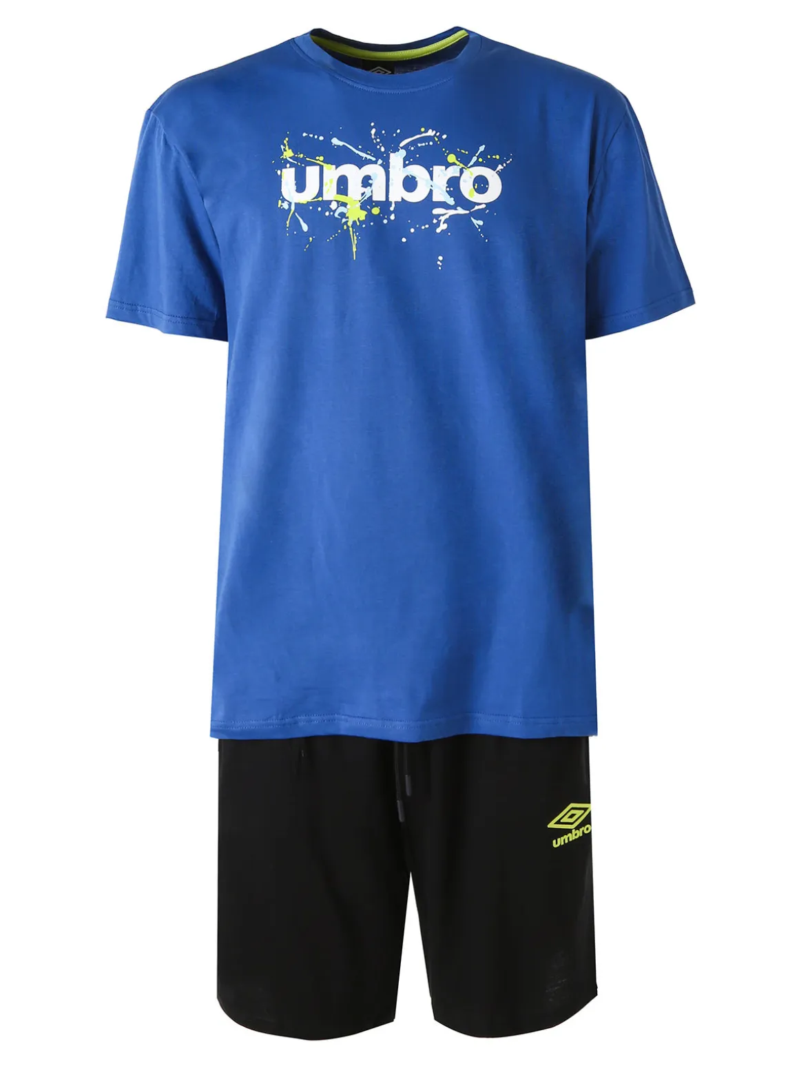 Umbro Completo corto sportivo da uomo in cotone con t-shirt e bermuda - blu