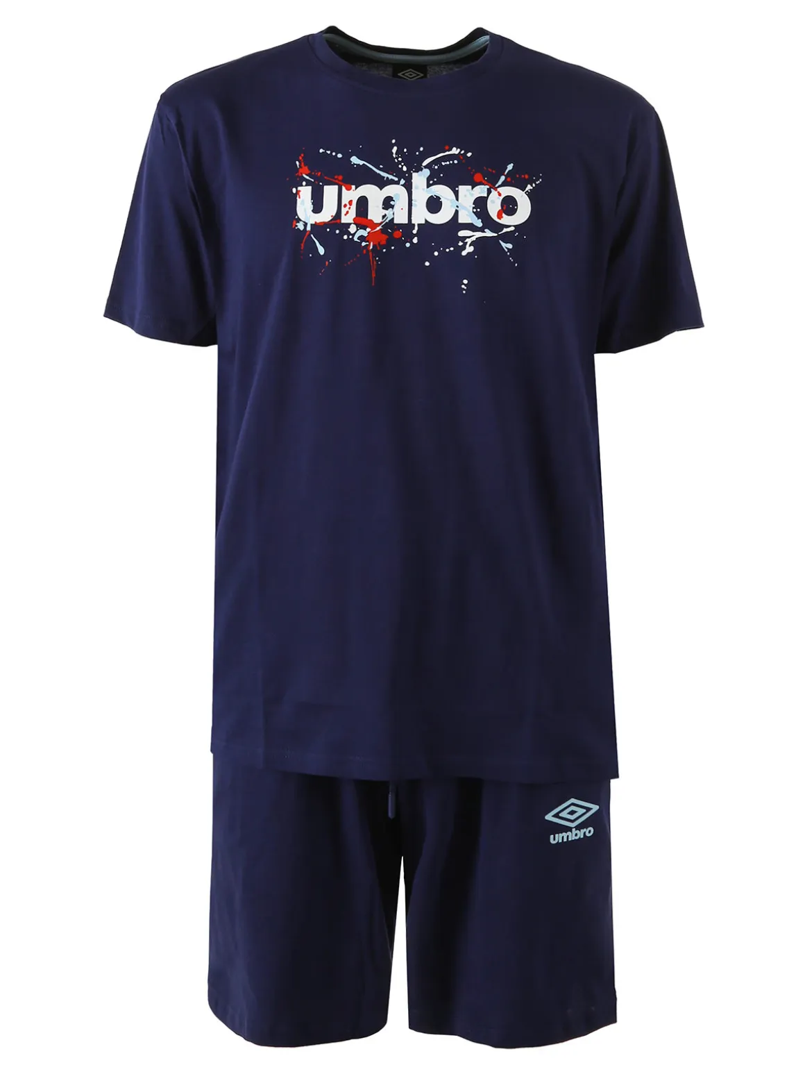 Umbro Completo corto sportivo da uomo in cotone con t-shirt e bermuda - blu scuro