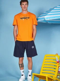 Umbro Completo corto sportivo da uomo in cotone con t-shirt e bermuda - arancione