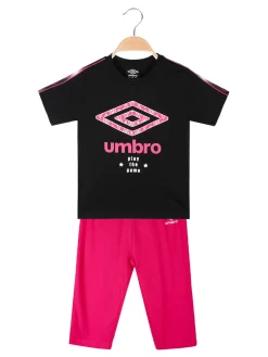 Umbro Completo 2 pezzi in cotone da ragazza con t-shirt e leggins