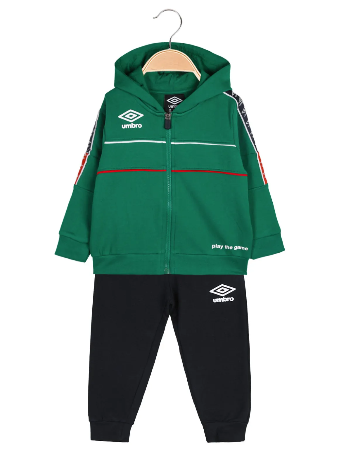 Umbro Completo tuta da neonato 2 pezzi con cappuccio e zip - verde