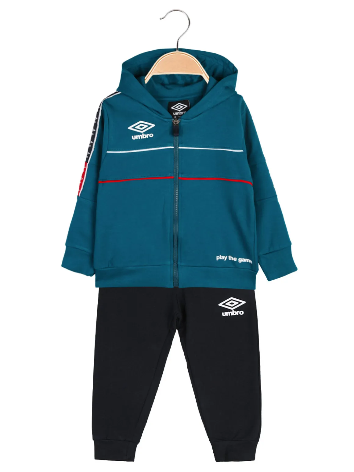 Umbro Completo tuta da neonato 2 pezzi con cappuccio e zip - ottanio