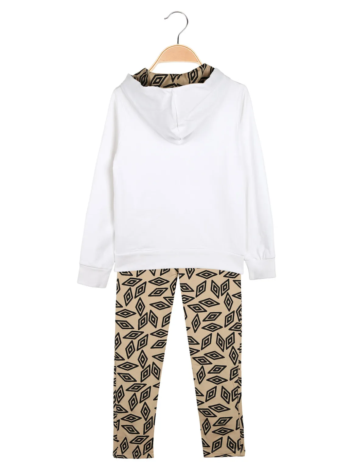 Umbro Completo tuta da ragazza con cappuccio e leggings con logo - bianco
