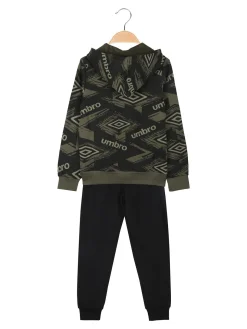 Umbro Completo tuta da ragazza 2 pezzi con cappuccio e interno felpato - militare