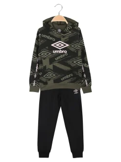 Umbro Completo tuta da ragazza 2 pezzi con cappuccio e interno felpato - militare