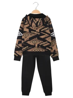 Umbro Completo tuta da ragazza 2 pezzi con cappuccio e zip - nero