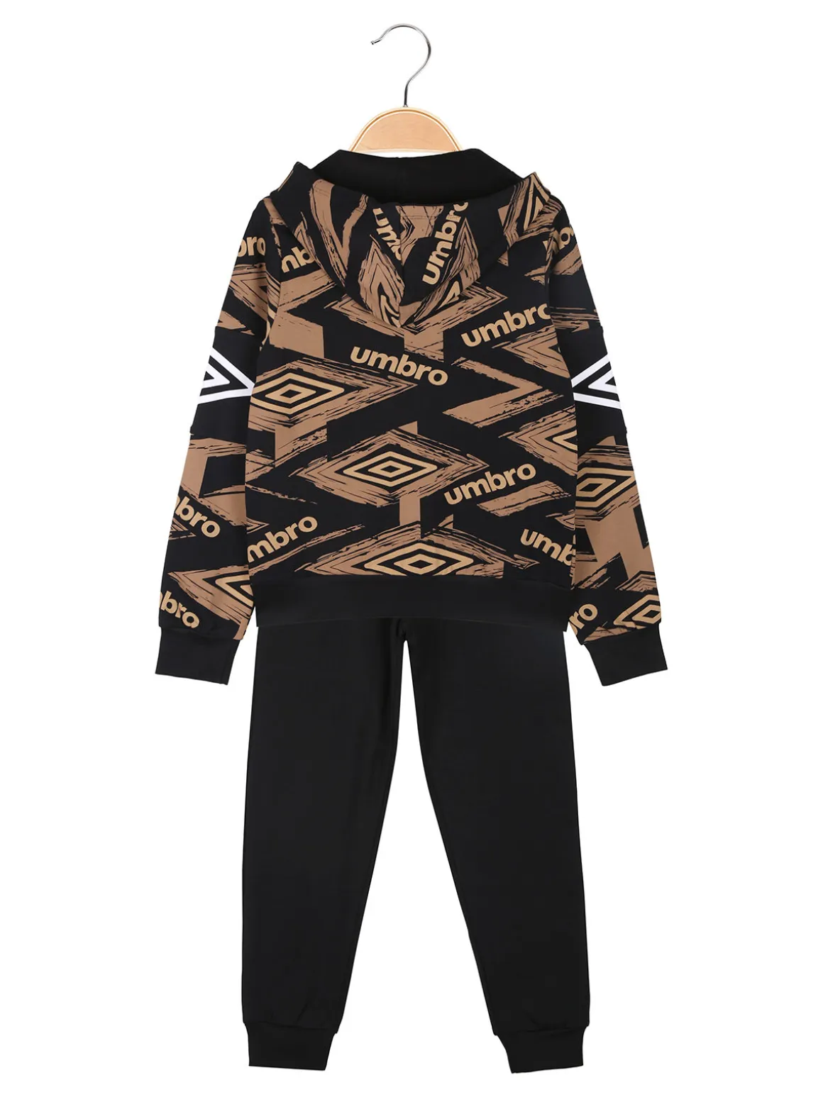 Umbro Completo tuta da ragazza 2 pezzi con cappuccio e zip - nero