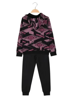 Umbro Completo tuta da ragazza 2 pezzi con cappuccio e interno felpato - porpora